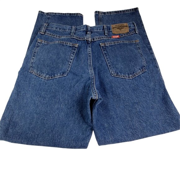 Men's Wrangler Relaxed Fit Jeans 34 x 30 5 Pocket Med. Wash Excellent Condition - Picture 5 of 8